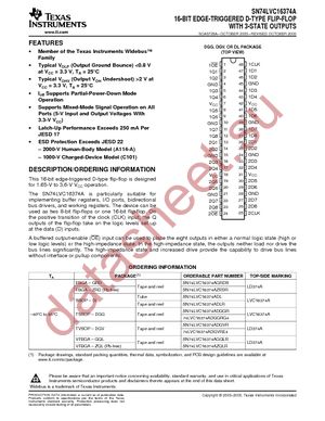 SN74LVC16374AGQLR datasheet  